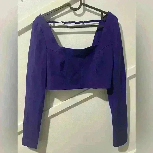Zara purple long sleeve open back crop top size S - Picture 8 of 11